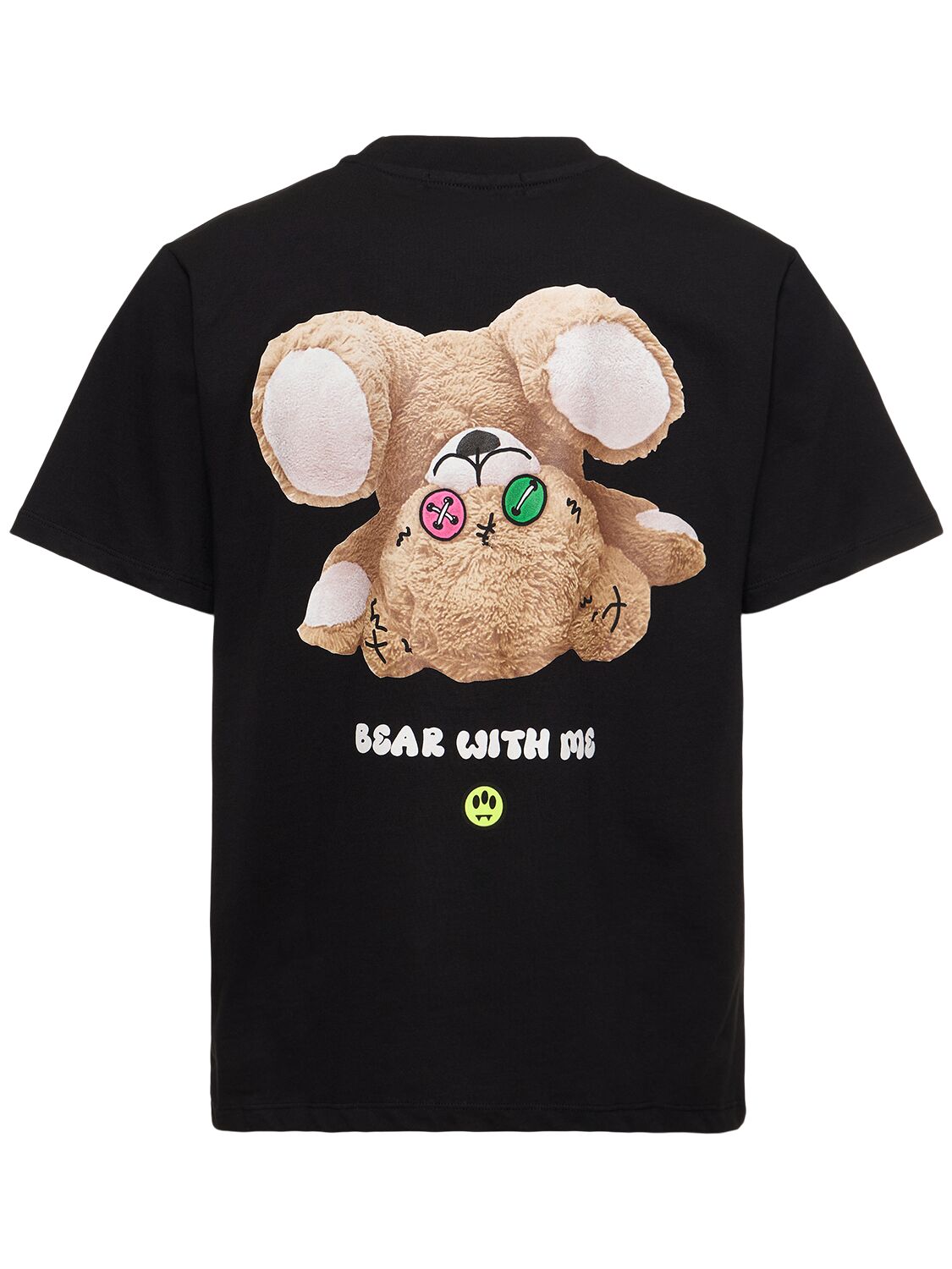 Shop Barrow Bear Printed Cotton T-shirt In Black