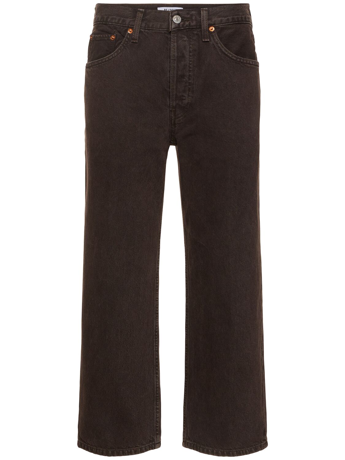 Re/done Loose Crop High-rise Straight-leg Jeans In Brown