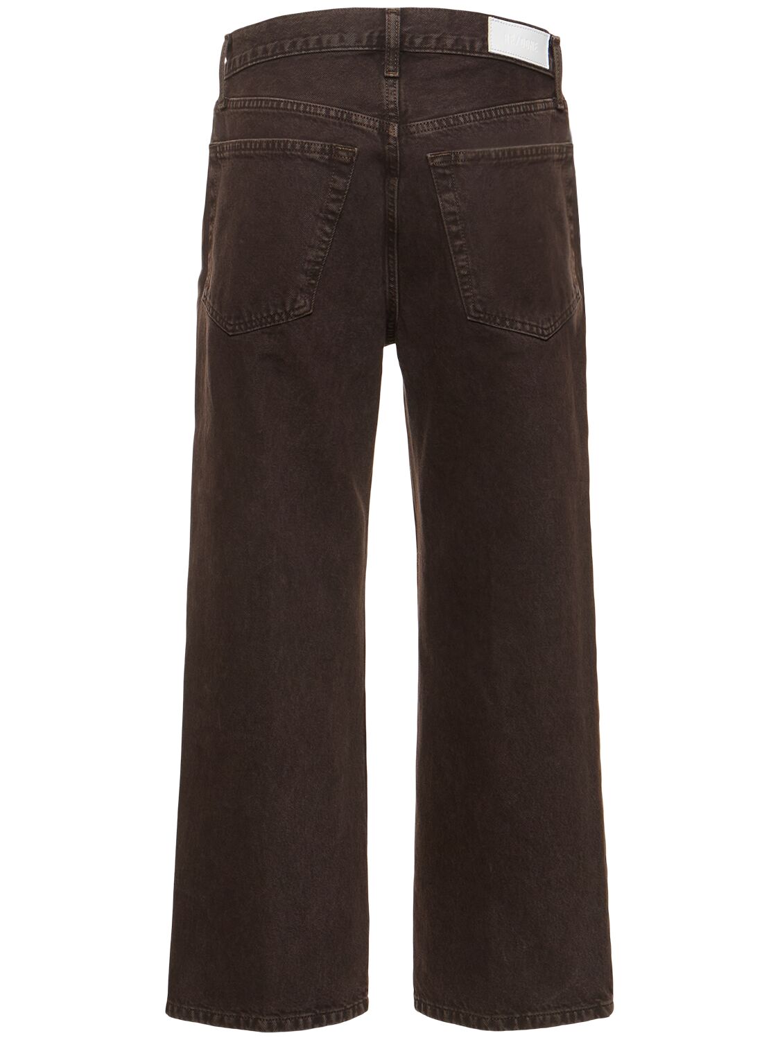 Shop Re/done Loose Cropped Cotton Jeans In Brown
