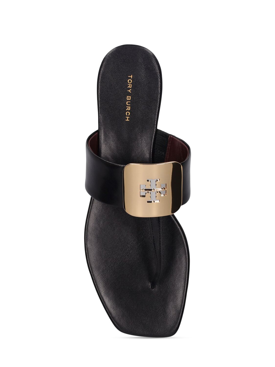 Shop Tory Burch 10mm Georgia Leather Thong Sandals In Black