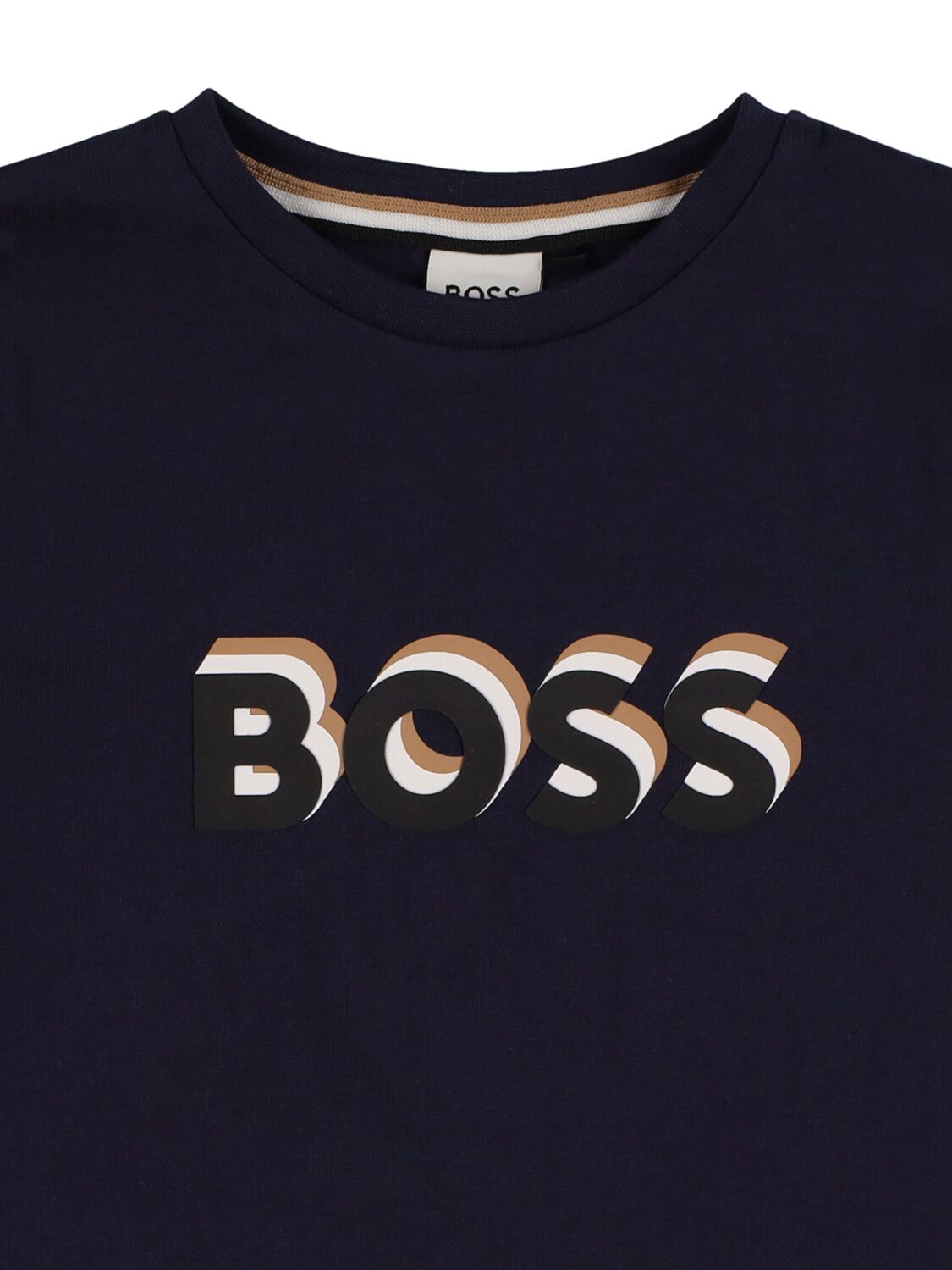 Shop Hugo Boss Logo Print Cotton Jersey T-shirt In Navy