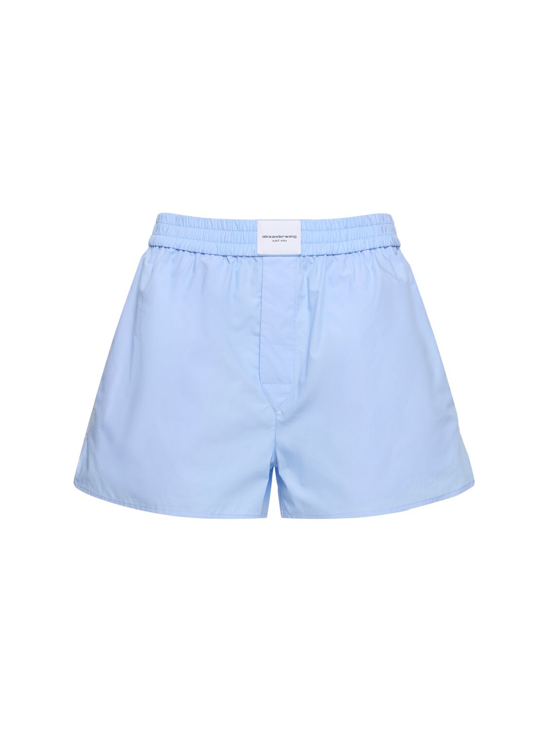 Alexander Wang Classic Cotton Boxer Shorts In Chambray Blue