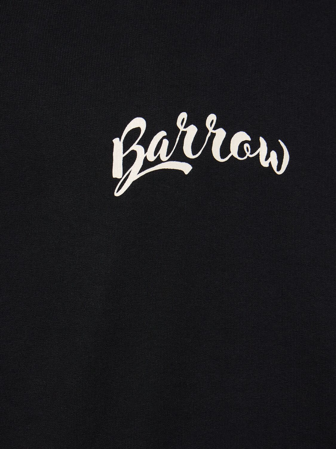Shop Barrow Printed Cotton Hoodie In Black