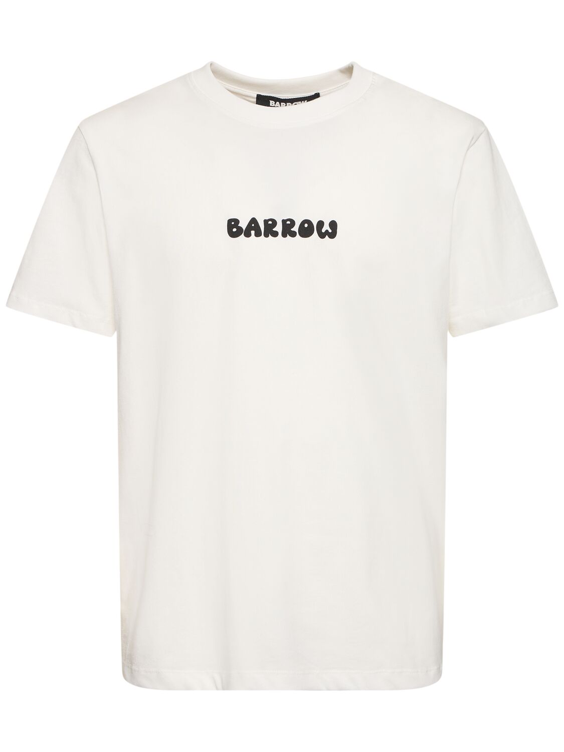 Barrow Bear Printed Cotton T-shirt In Off White