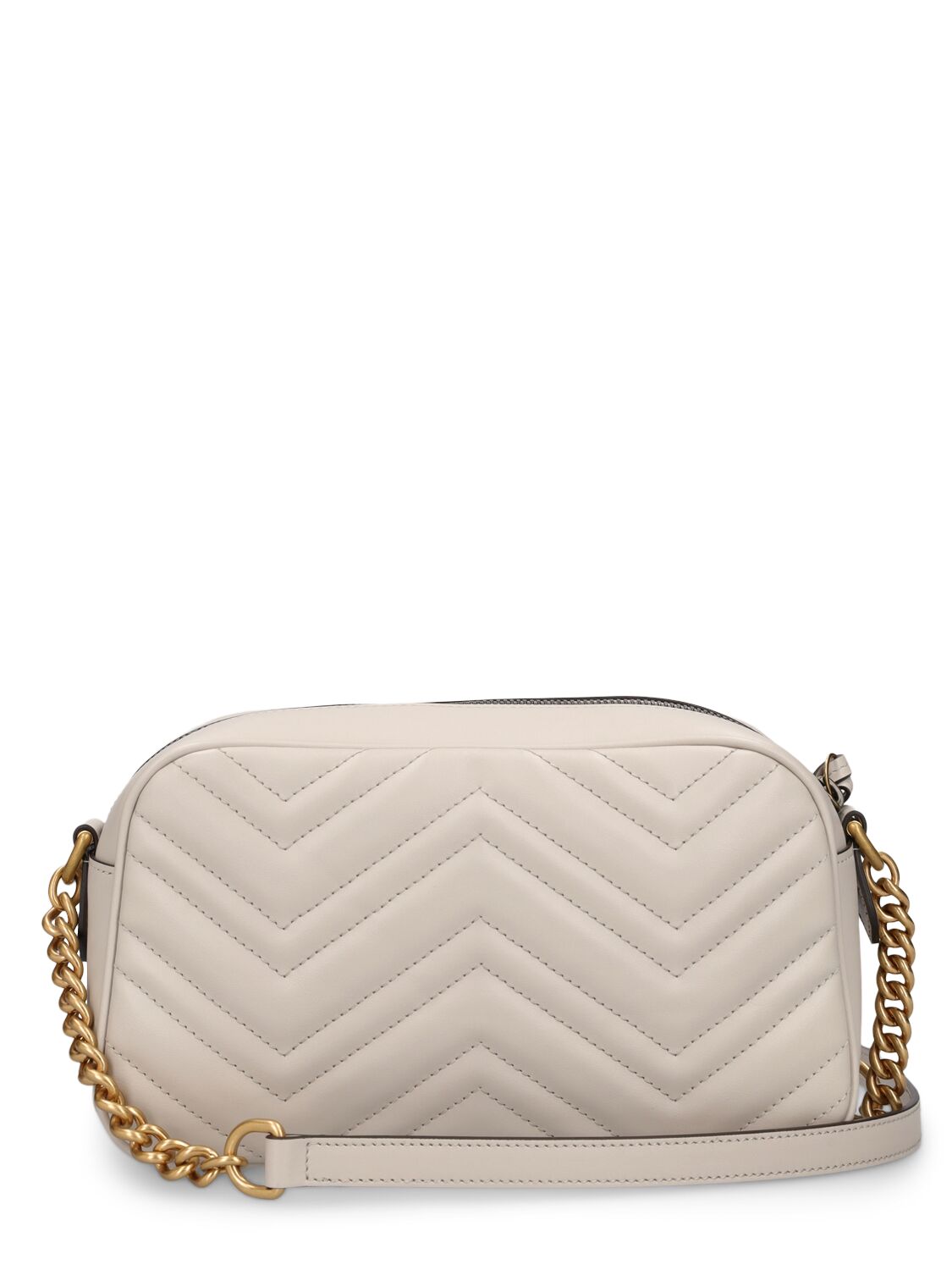 Shop Gucci Small Gg Marmont Leather Shoulder Bag In White