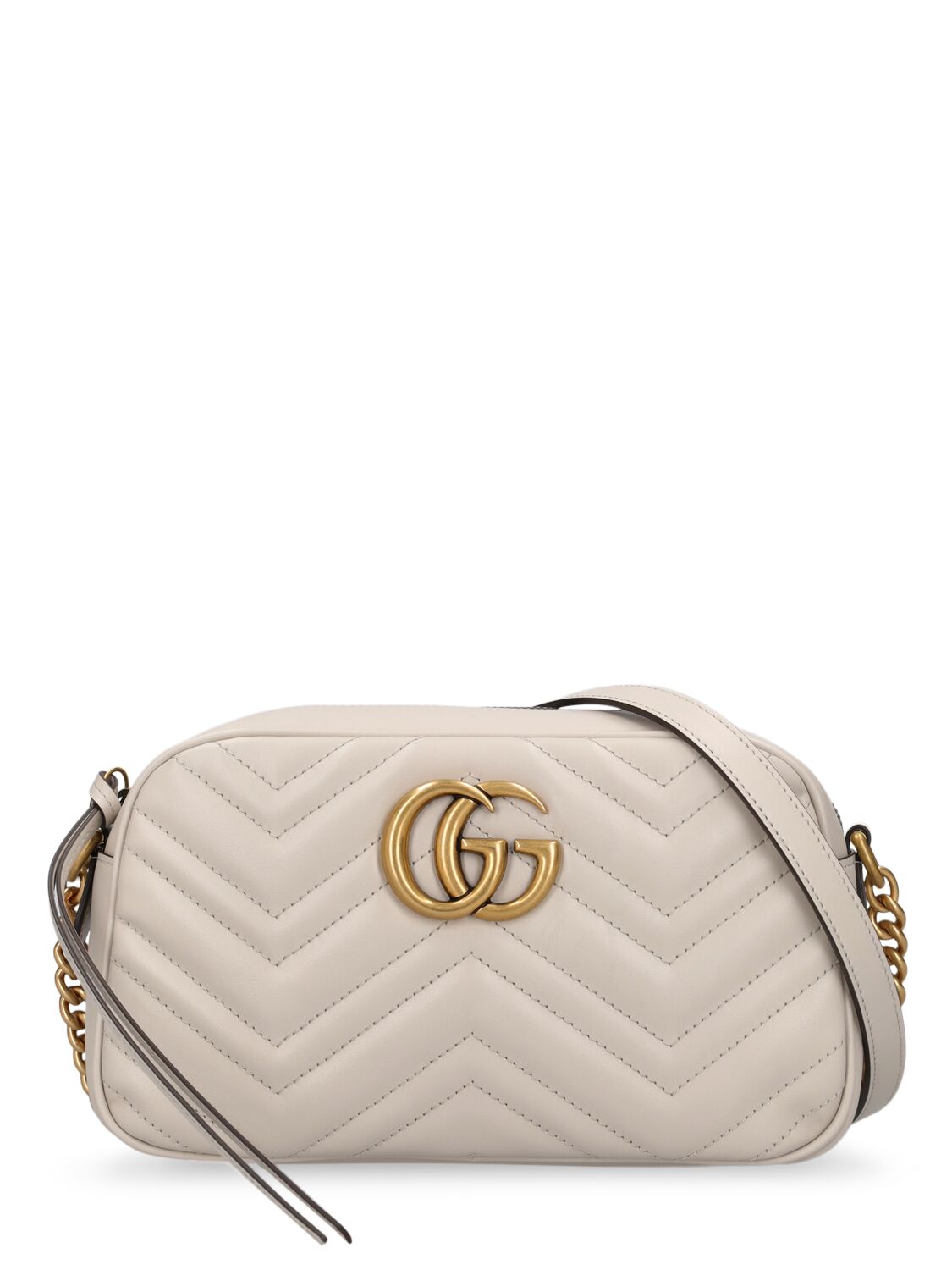 Gucci Gg Marmont Leather Shoulder Bag In White