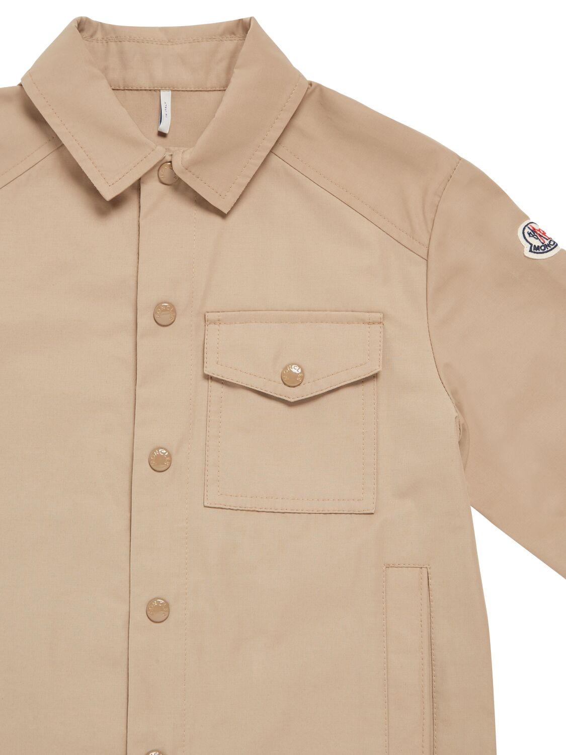 Shop Moncler Chisulo Tech & Cotton Shirt Jacket In Beige
