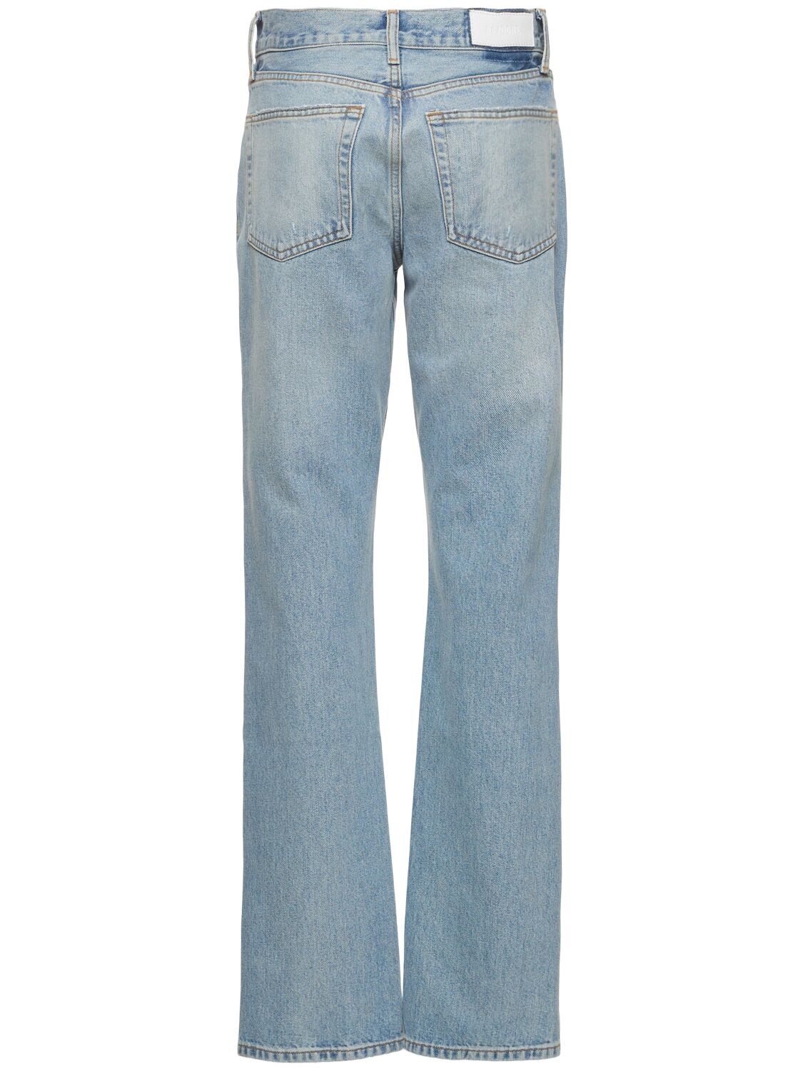Shop Re/done Easy Straight Cotton Denim Jeans In Light Blue