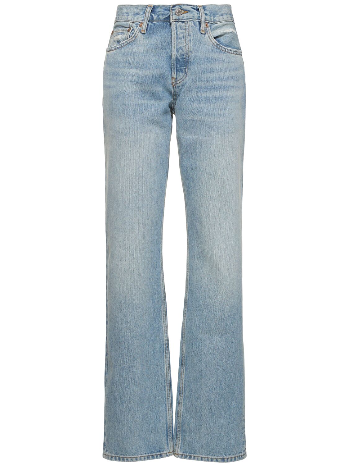 Re/done Easy Straight Cotton Denim Jeans In Light Blue
