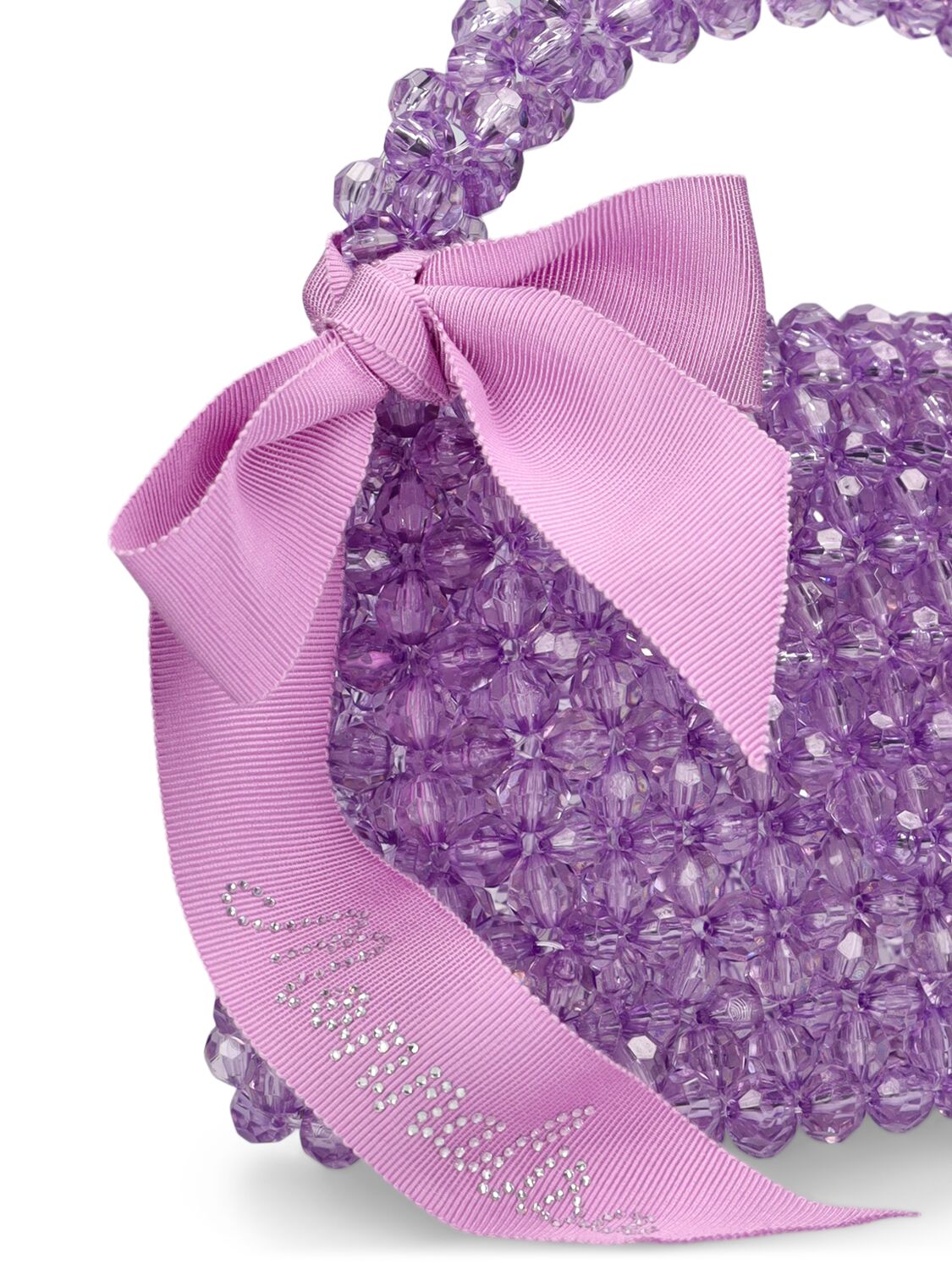 Shop Monnalisa Crystal Bead Handbag W/bow In Light Purple