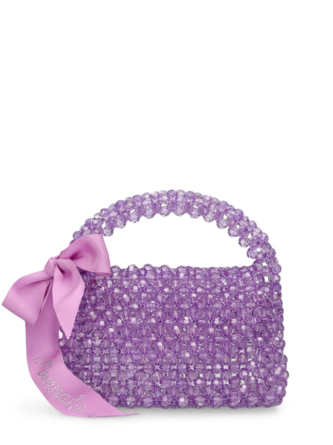 Monnalisa Kids' Crystal Bead Handbag W/bow In Light Purple