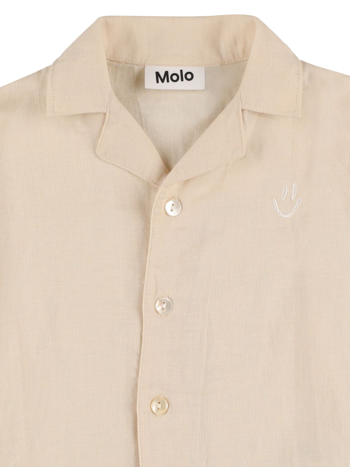 Shop Molo Cotton & Linen Short Sleeve Shirt In Light Beige