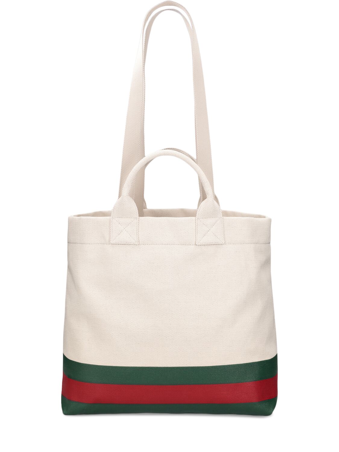 Shop Gucci Cabas Small Bicolor Cotton Tote Bag In Natural,multi