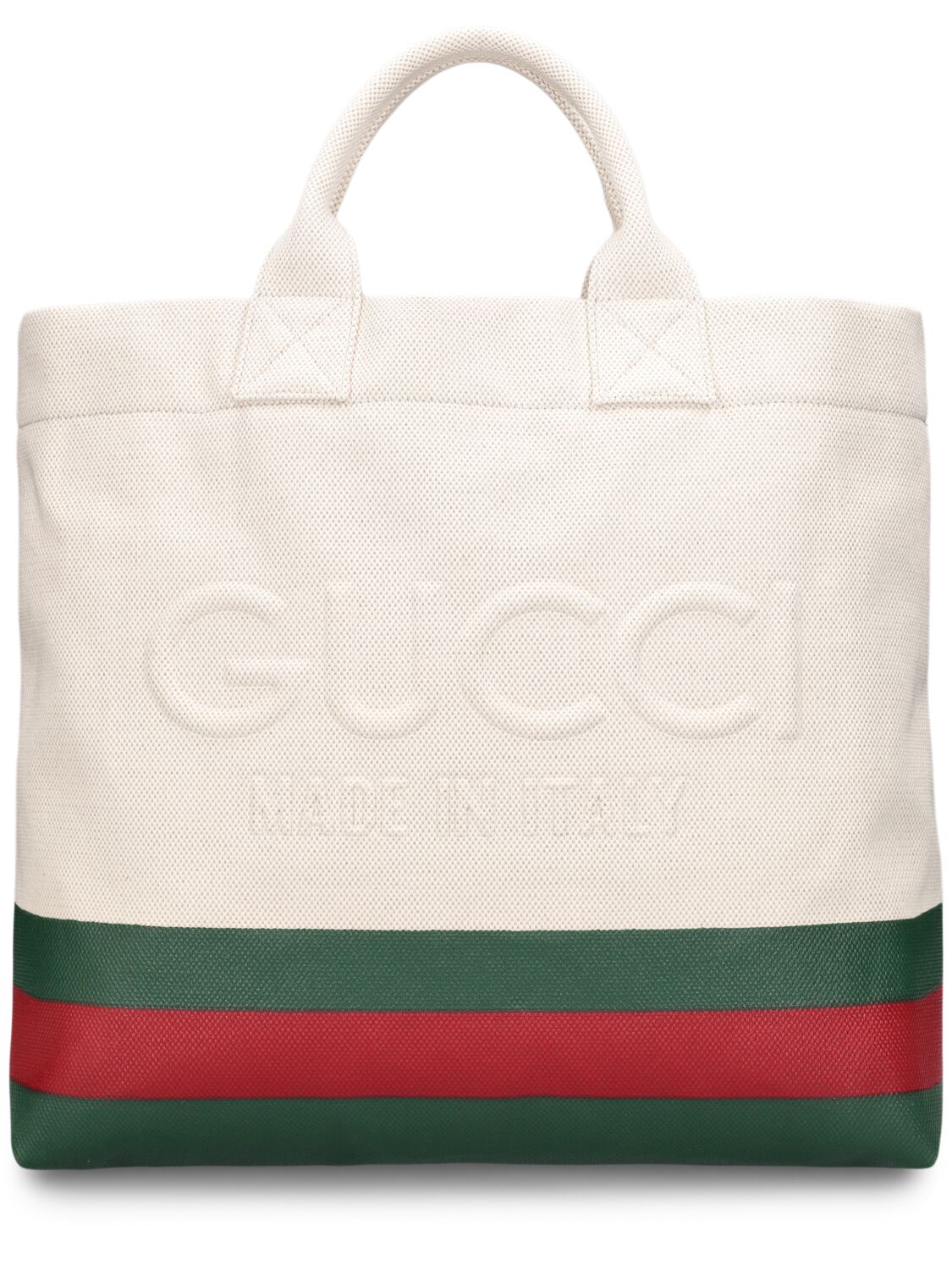Gucci Cabas Small Bicolor Cotton Tote Bag In Green
