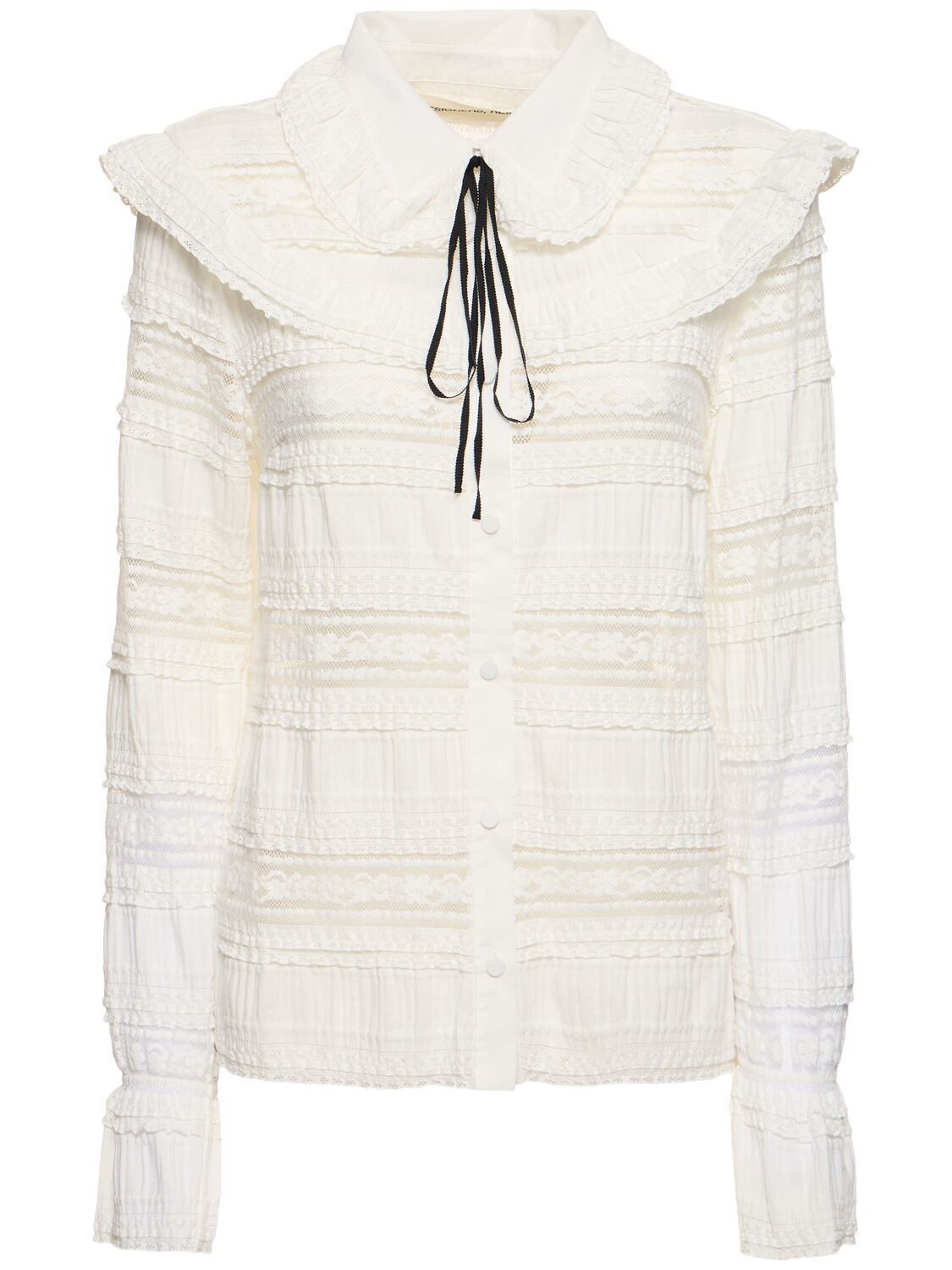 Designers Remix Avery Cotton Blend Lace Shirt In White