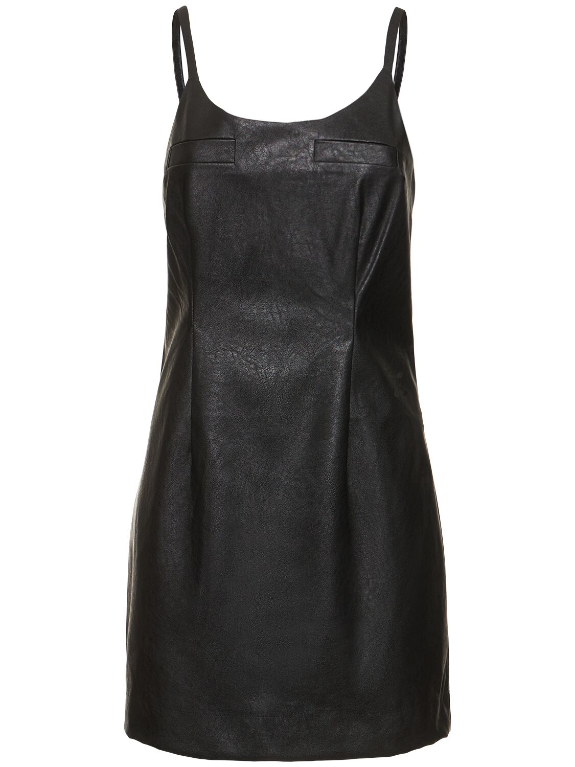 Designers Remix Maya Faux Leather Mini Dress In Black