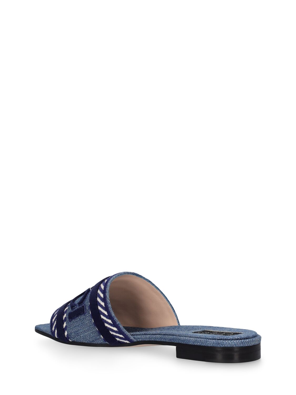 Shop Gucci 10mm Denim Slide Sandals W/  Script In Light Blue