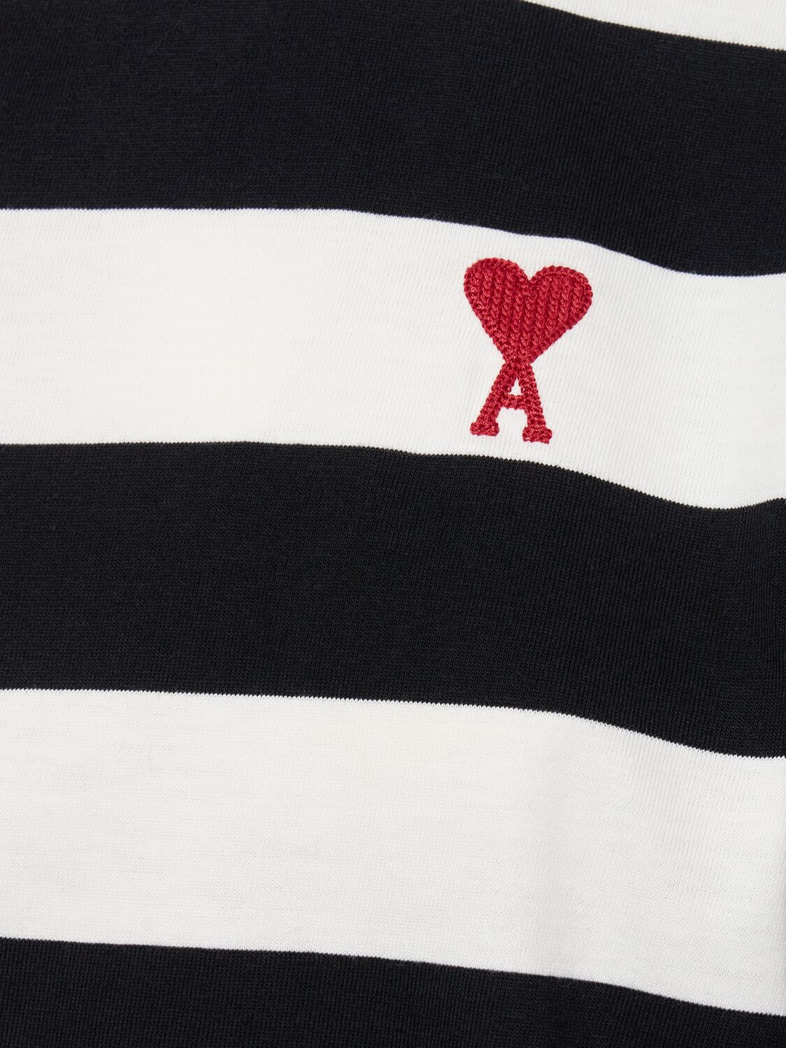 Shop Ami Alexandre Mattiussi Ami De Coeur Cotton Striped T-shirt In Black,white