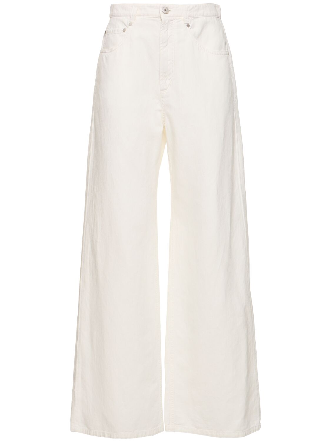 Shop Brunello Cucinelli Cotton & Linen Wide Pants In White