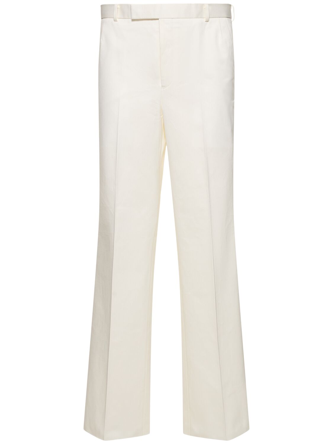 Thom Browne Low Rise Cotton Belt Loop Trousers In White