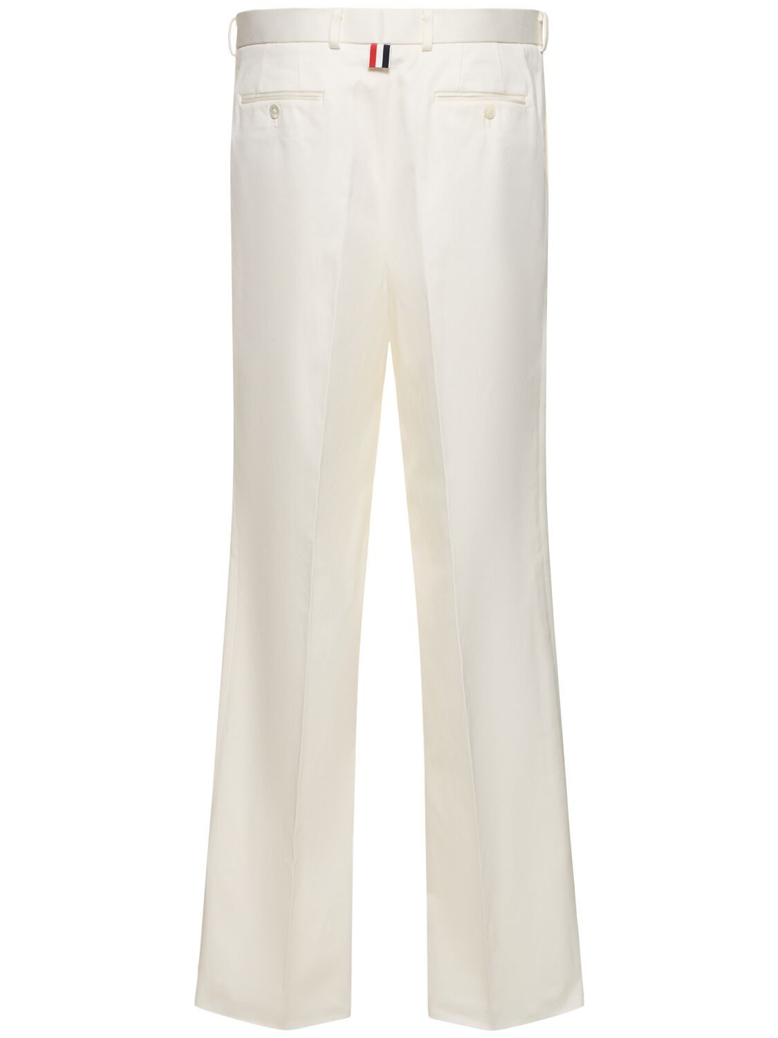 Shop Thom Browne Low Rise Cotton Belt Loop Pants In White
