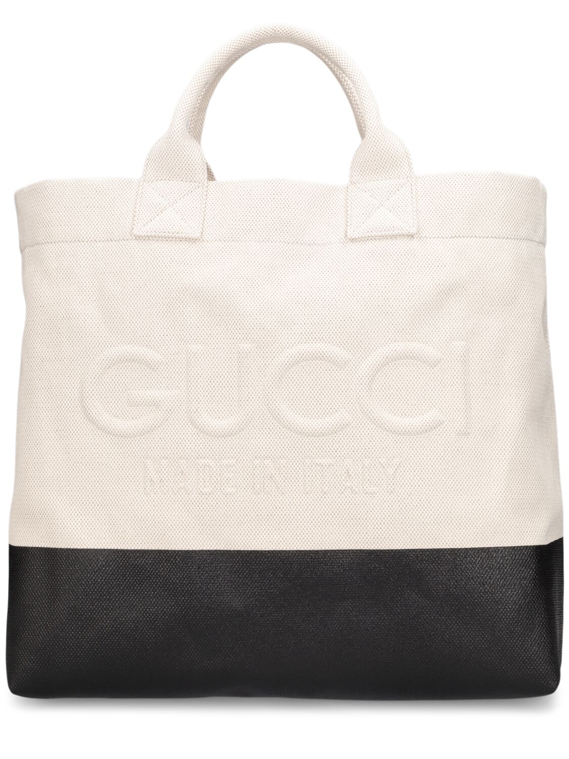 Gucci Cabas Small Bicolor Cotton Tote Bag In Black