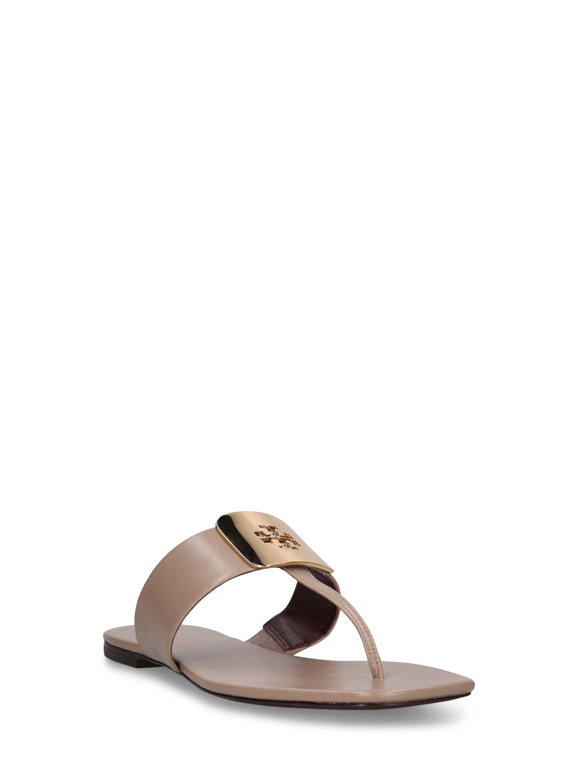 Shop Tory Burch 10mm Georgia Leather Thong Sandals In Taupe