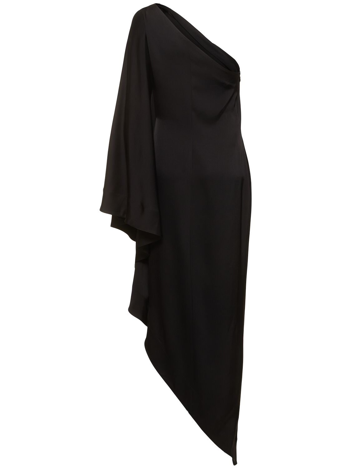 Shop Alexandre Vauthier One Shoulder Draped Satin Long Dress In Black