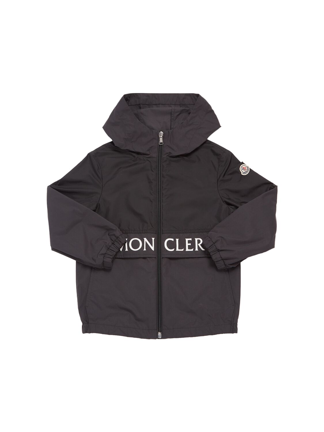 Moncler Kids' Joly Logo Nylon Rainwear Jacket In Black