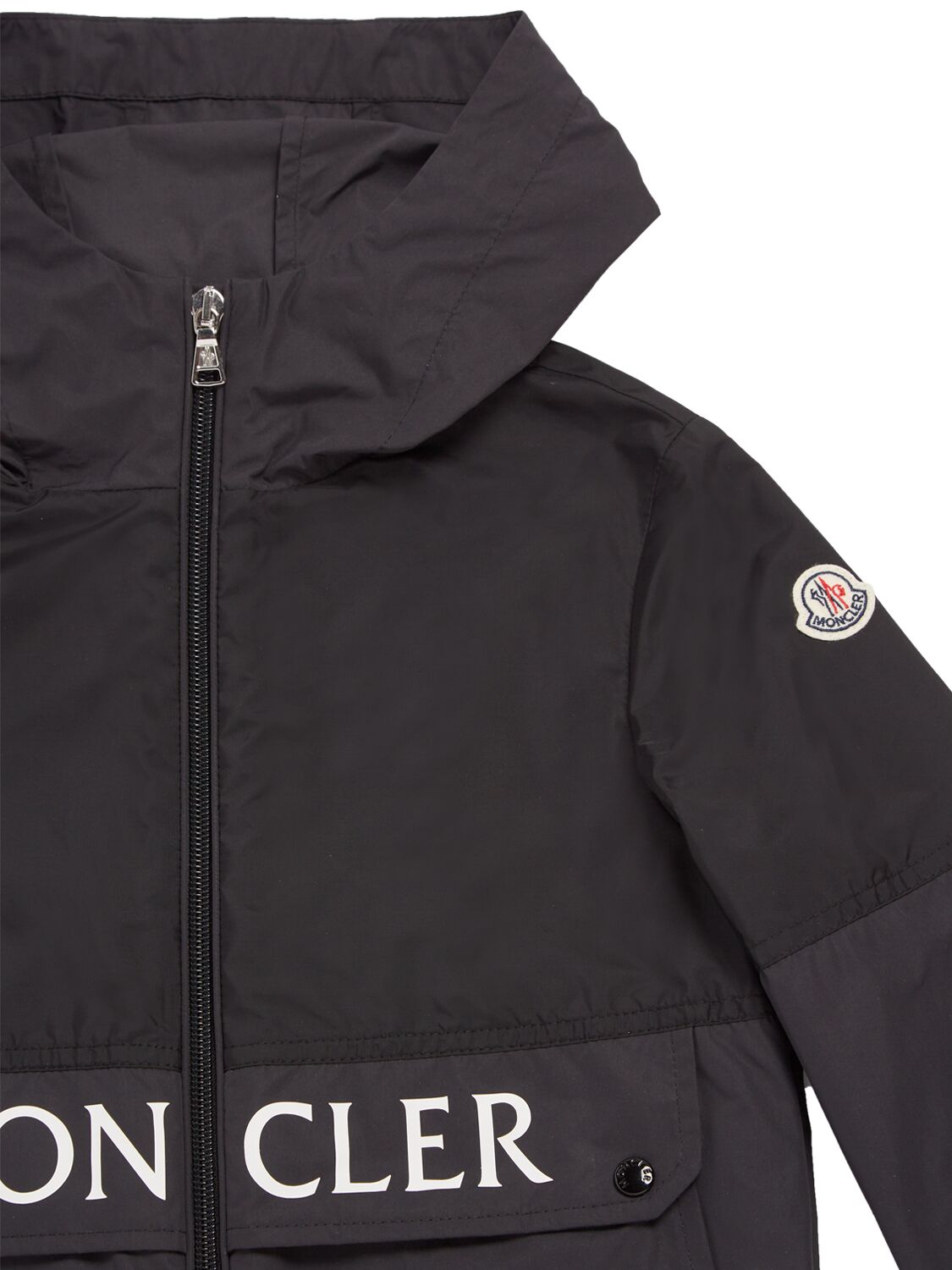 Shop Moncler Joly Logo Nylon Rainwear Jacket In Black