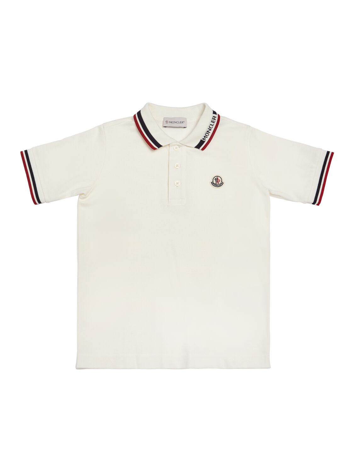 Moncler Kids' Logo Cotton Piquet Polo Shirt In White