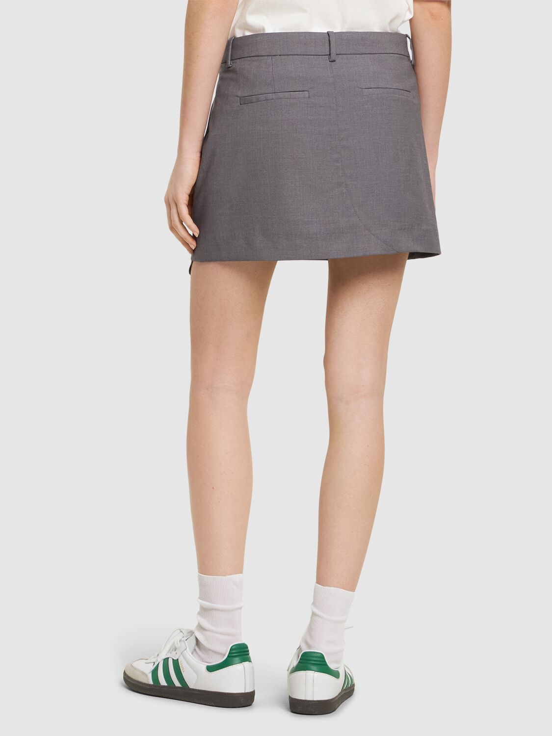 Shop Designers Remix Steven Viscose Blend Mini Skirt In Grey