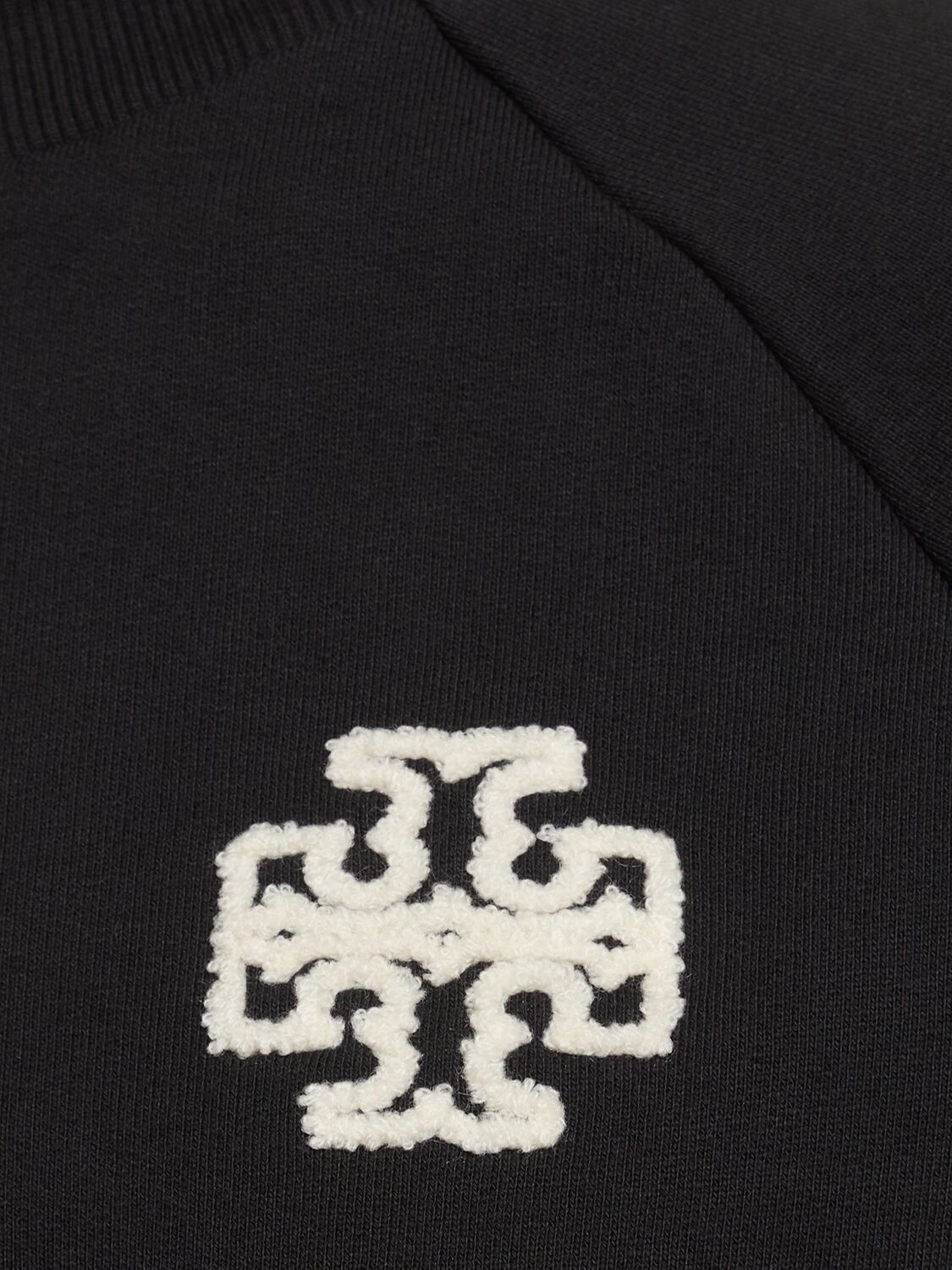 Shop Tory Sport French Terry Half Zip Cotton Sweatshirt In Black