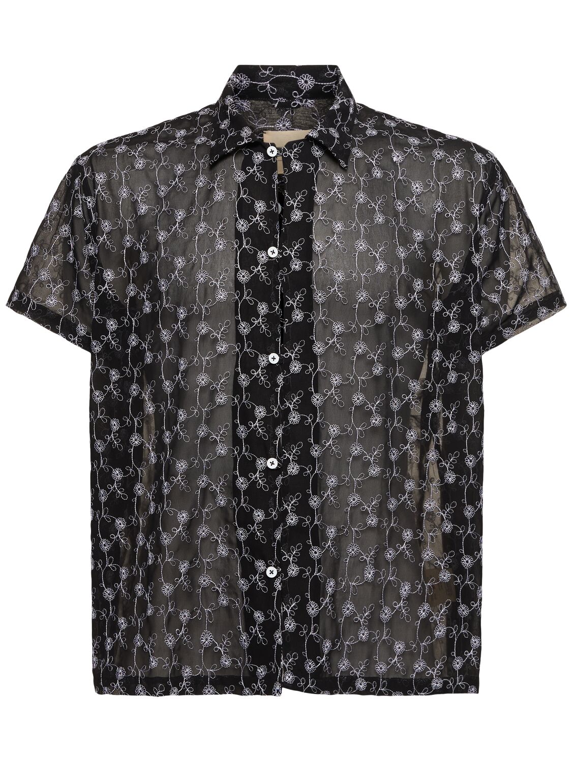 Harago Cotton Lace S/s Shirt In Black