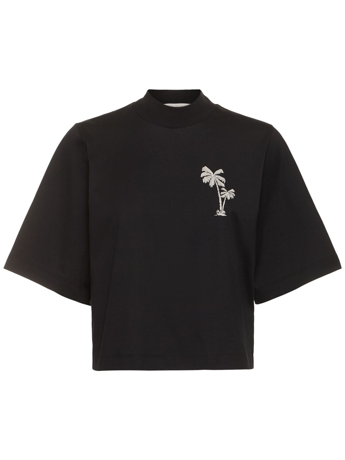 Shop Palm Angels Palms Cropped Cotton T-shirt In Black