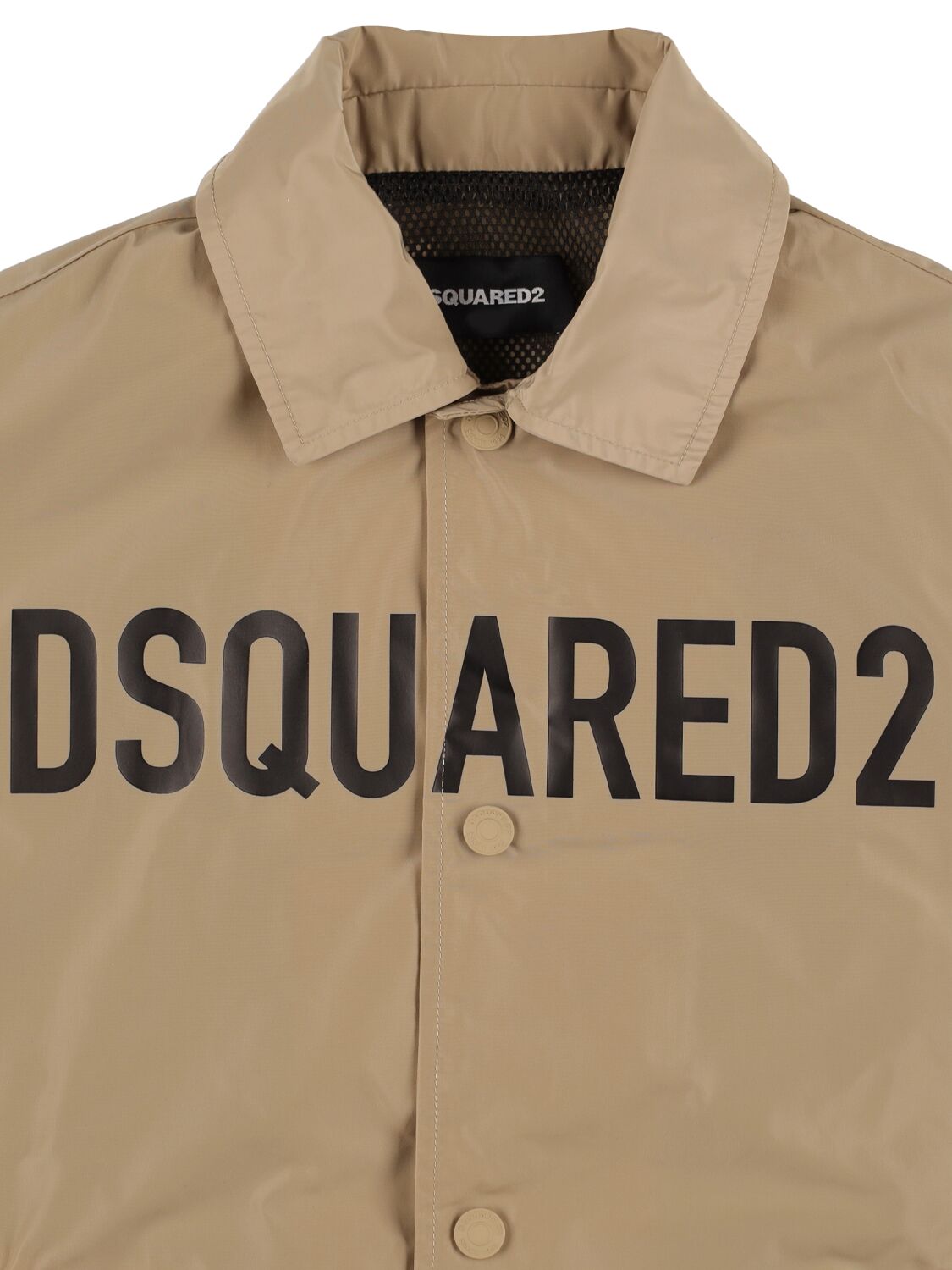 Shop Dsquared2 Printed Logo Nylon Jacket In Beige