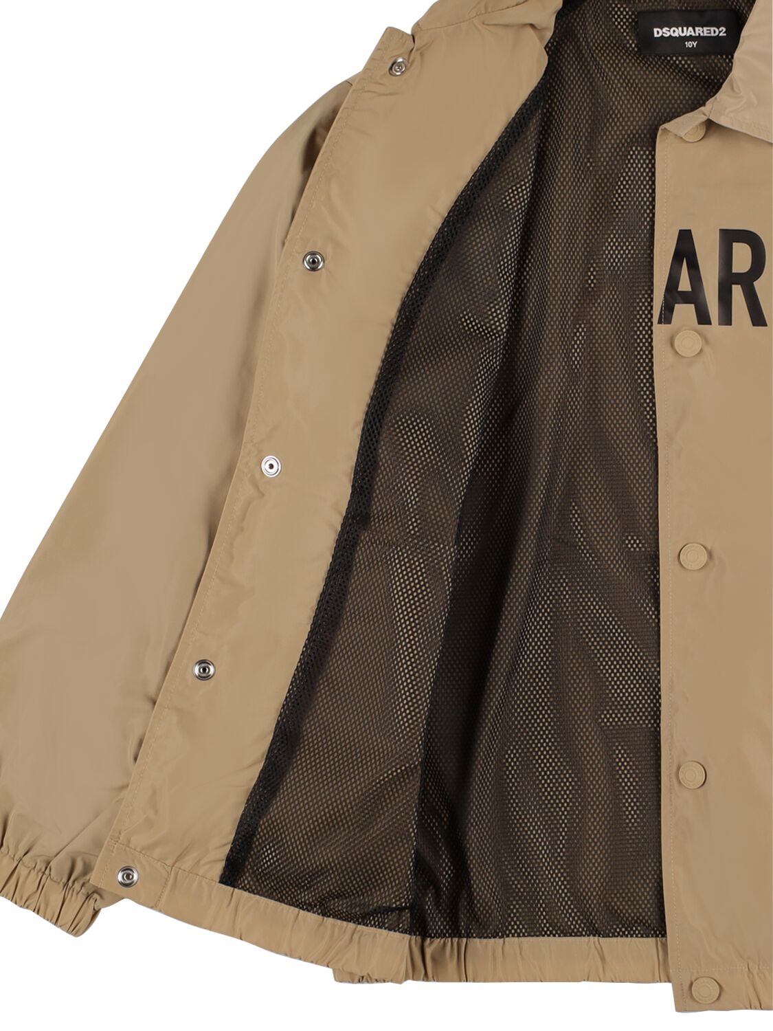 Shop Dsquared2 Printed Logo Nylon Jacket In Beige