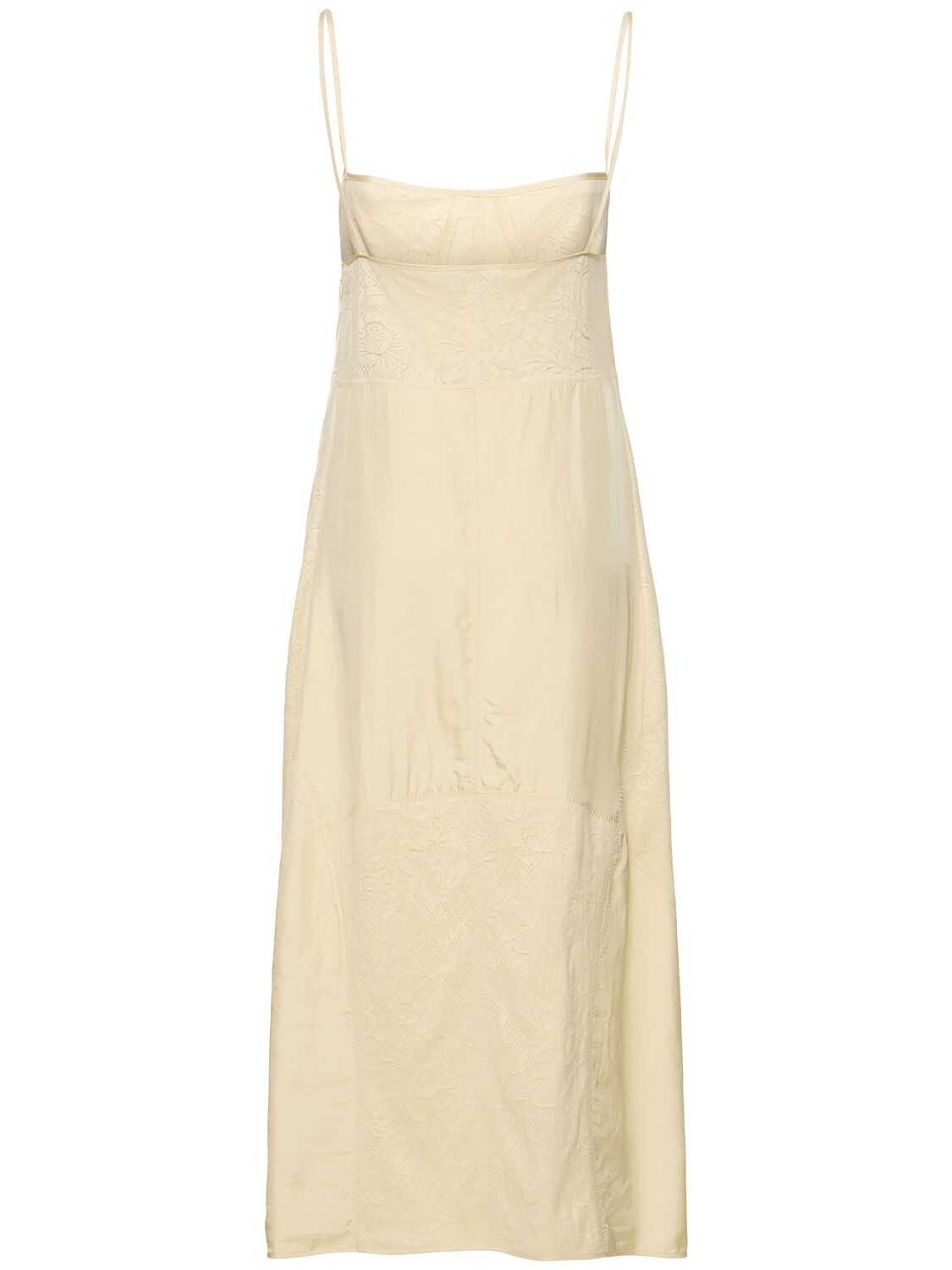 Shop Jil Sander Satin & Lace Mini Dress In Beige
