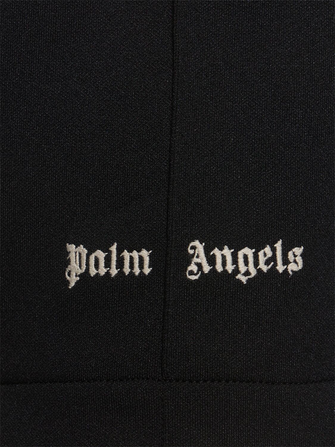 Shop Palm Angels Classic Logo Nylon Track Shorts In Black