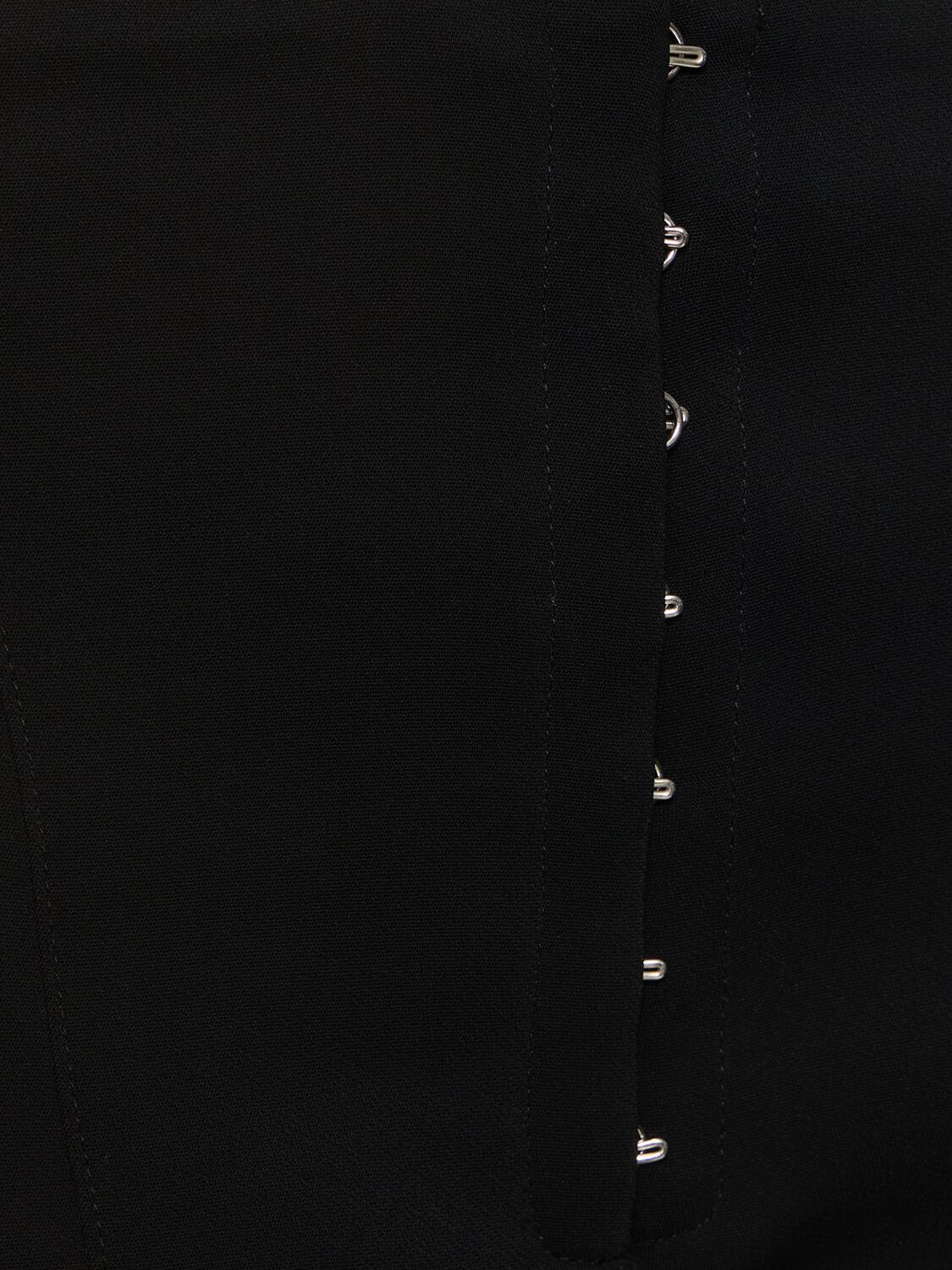 Shop Mugler Viscose Crepe Flared Pants W/ Hooks In Black