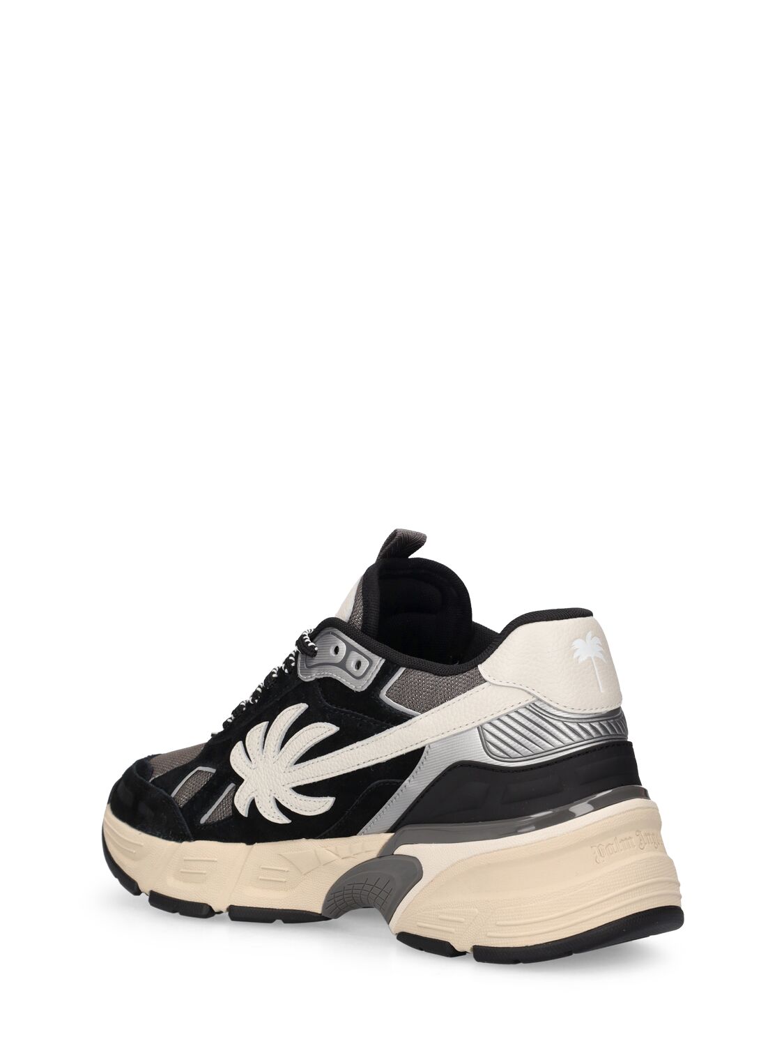 Shop Palm Angels The Palm Runner Leather Sneakers In Black