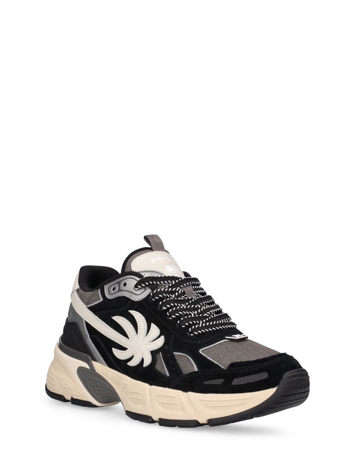 Shop Palm Angels The Palm Runner Leather Sneakers In Black