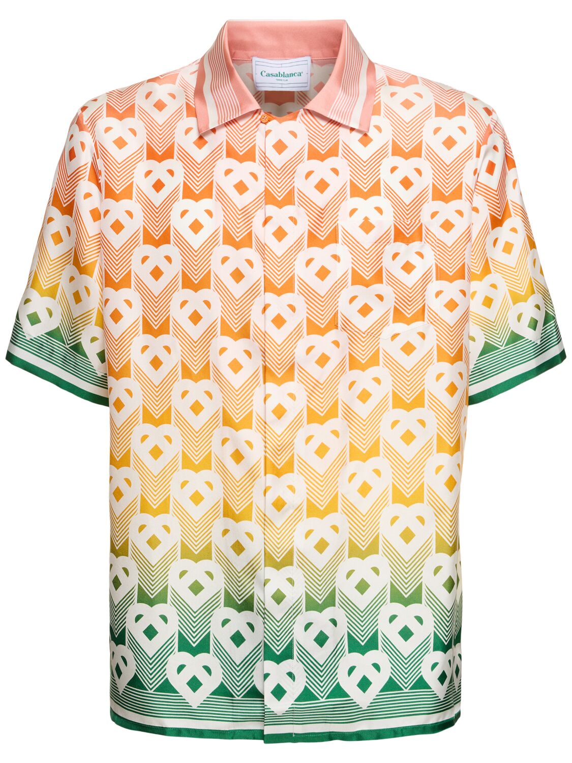 Shop Casablanca Monogram Print Silk S/s Shirt In Multicolor