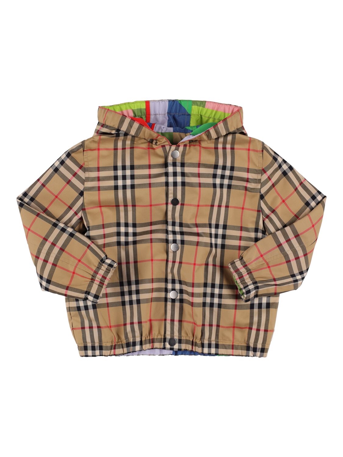 Burberry Kids' Check Print Cotton Windbreaker In Brown