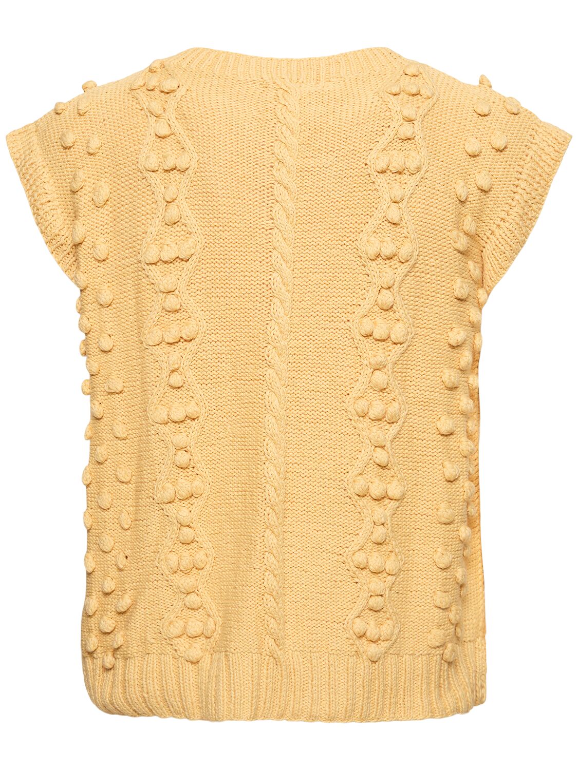 Shop Harago Cotton Cable Knit Vest In Beige