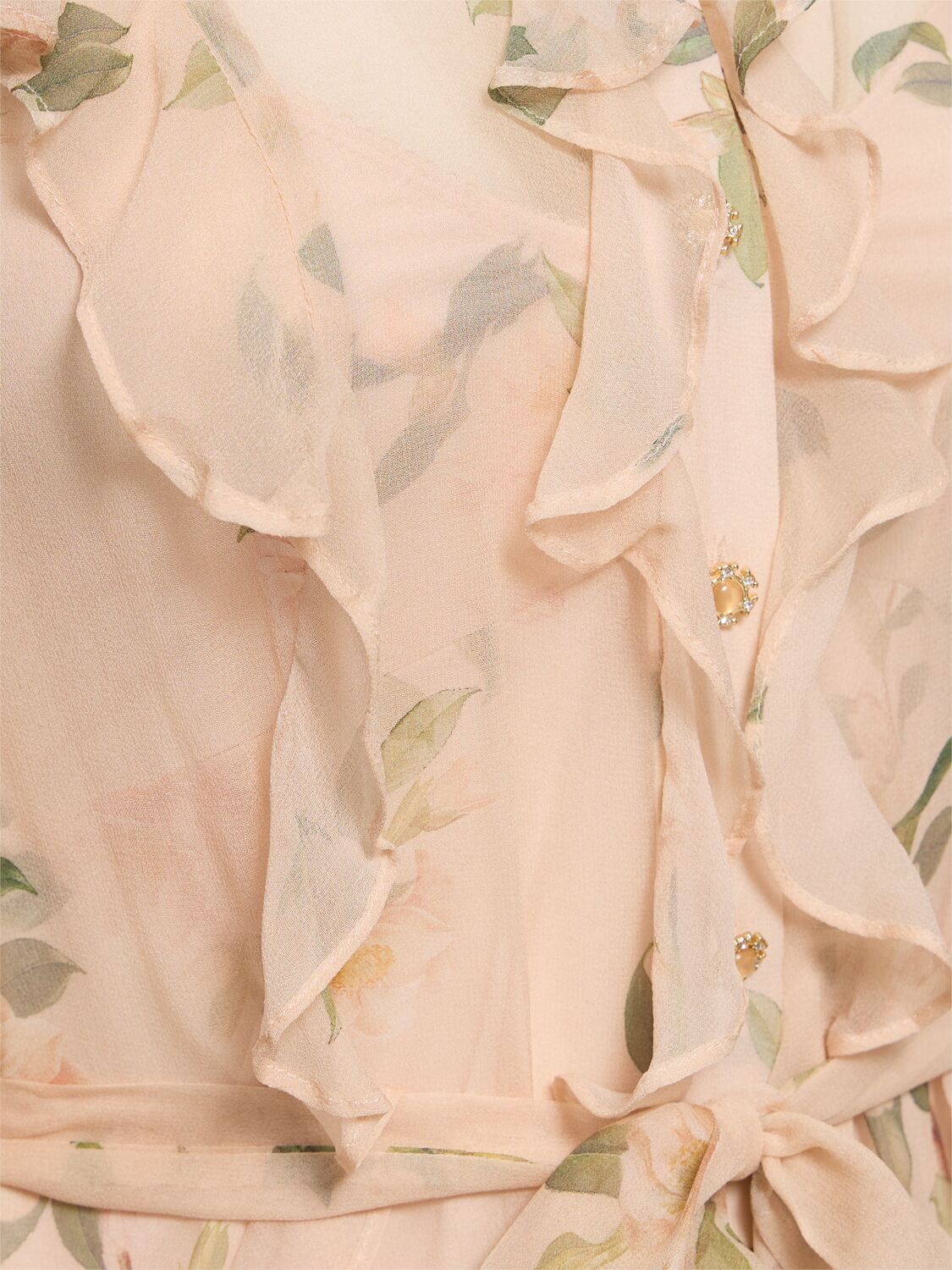 Shop Zimmermann Natura Printed Ruffle Silk Mini Dress In Pink