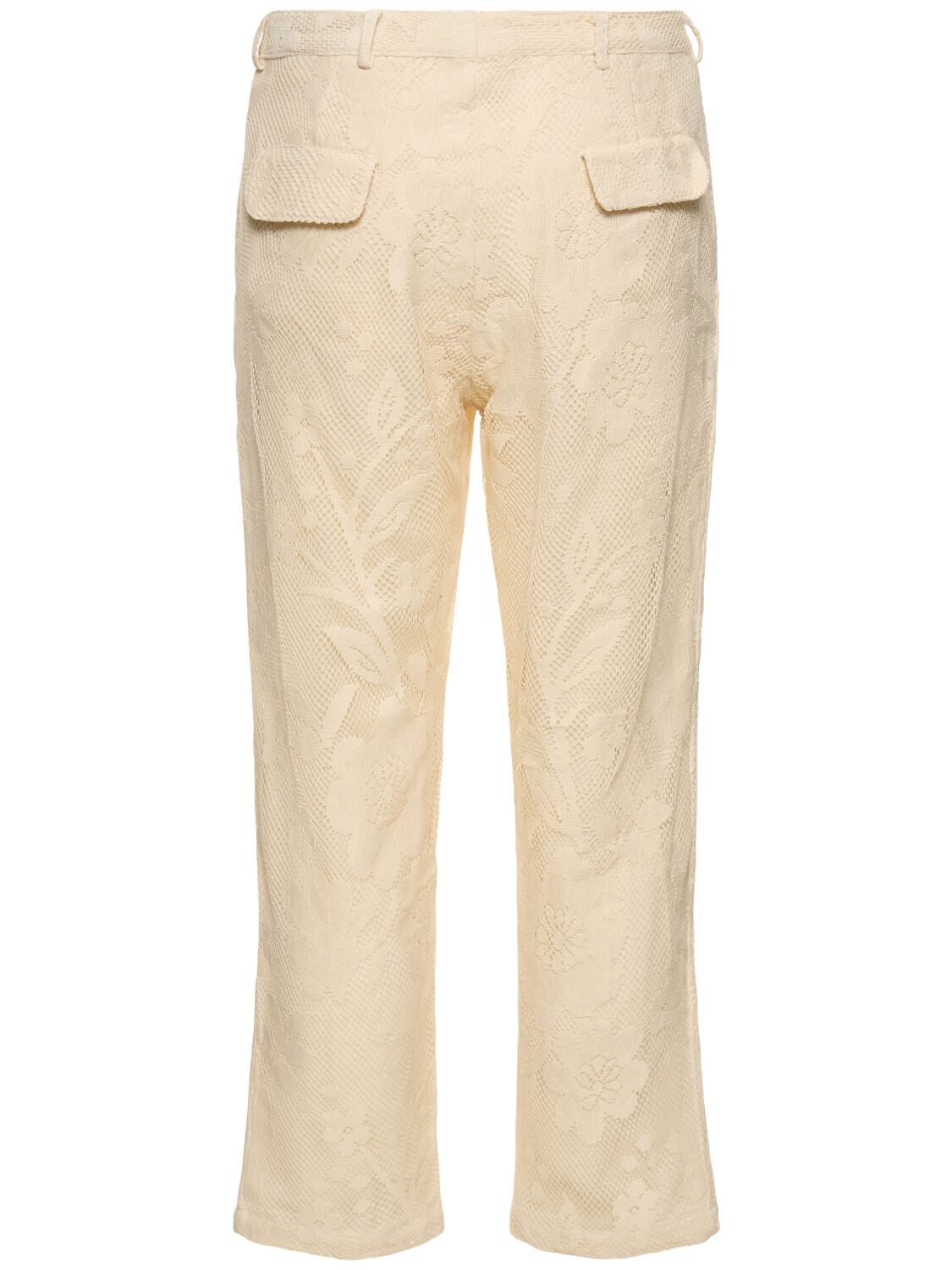 Shop Harago Cotton Lace Formal Pants In Off White