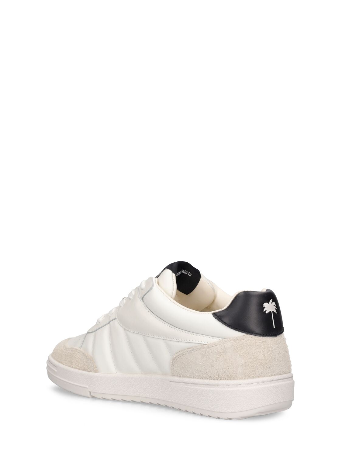 Shop Palm Angels Palm Beach Leather Sneakers In White,black