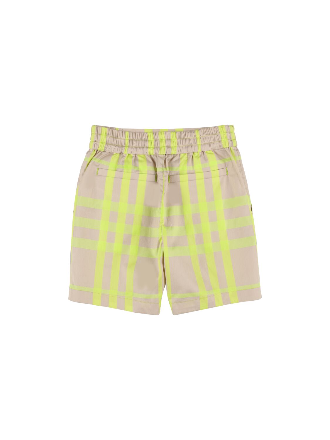 Shop Burberry Check Print Cotton Shorts In White,yellow