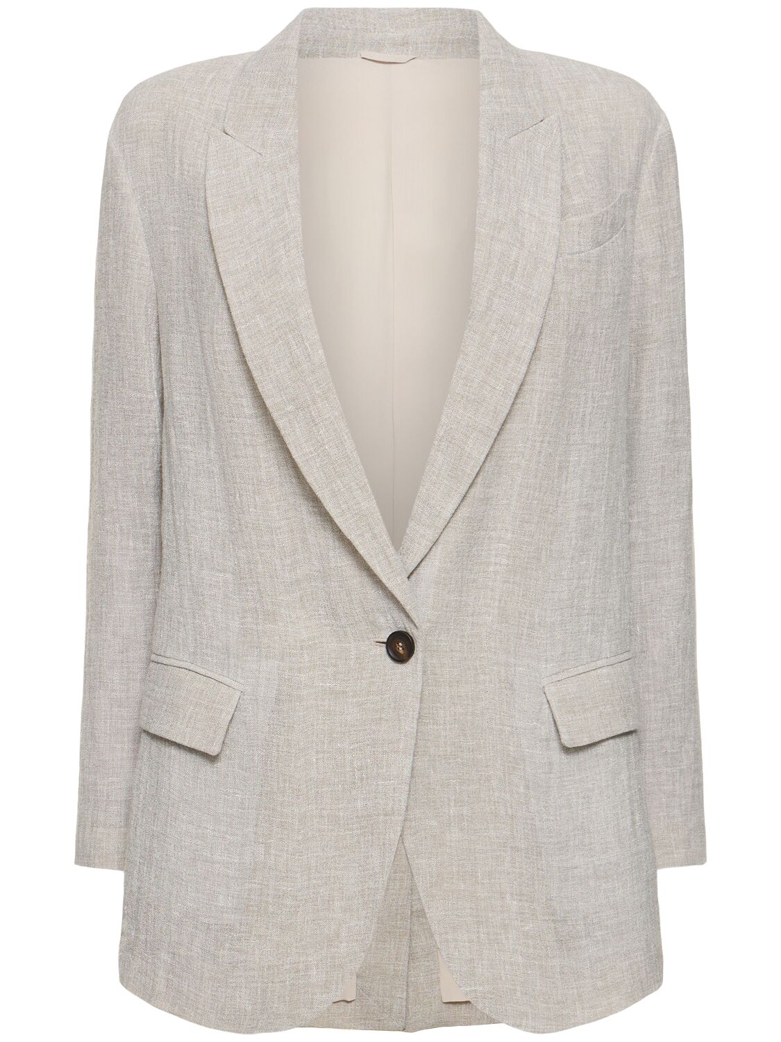 Brunello Cucinelli Crepe Linen Gauze Jacket In Grey